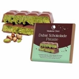 100g Dubai Schokolade - Madame cheri - mit Pistazien und Kadayif Füllung Pistachio mit knackigem Engelshaar + heartforcards Sticker - 1