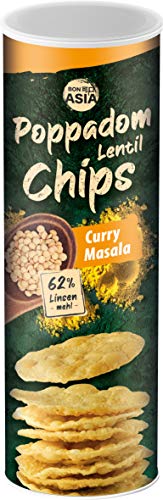 BONASIA Poppadom Lentil Chips Curry Masala – würzige Linsenchips aus 62 % Linsenmehl, glutenfrei, vegan (1 x 70 g) - 1