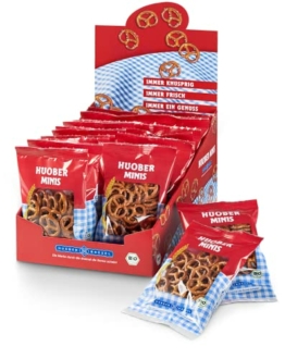 Huober Bio Mini Brezel, kleine Brezelchen im Portionsbeutel, 20 Packungen x 40 g, 800 g - 1