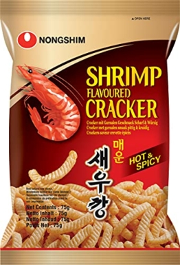 Nong Shim Shrimp Cracker scharf und würzig – Knusprige Krabbencracker mit scharfem Geschmack - koreanische Knabberei für jeden Tag – 1 x 75g - 1