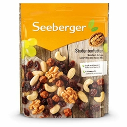Seeberger Studentenfutter: Klassische Nuss-Frucht-Mischung aus Haselnusskernen, Mandeln, Walnüssen & Cashewkernen, mit Rosinen - reich an Vitamin E, vegan (1 x 400 g) - 1